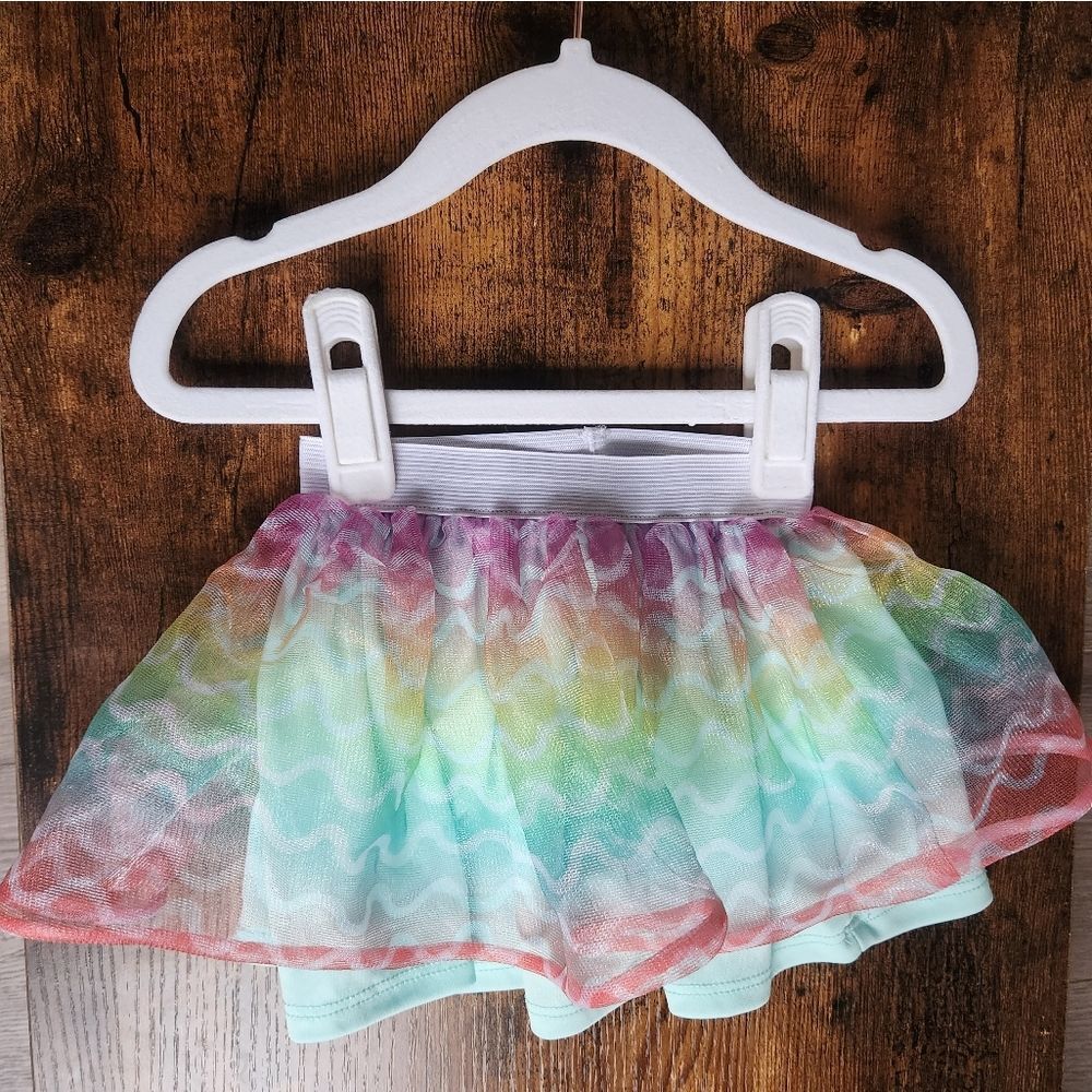 Disney Rainbow Colorful‎ Waves Design Tulle Tutu Baby Girl Size 12 Months